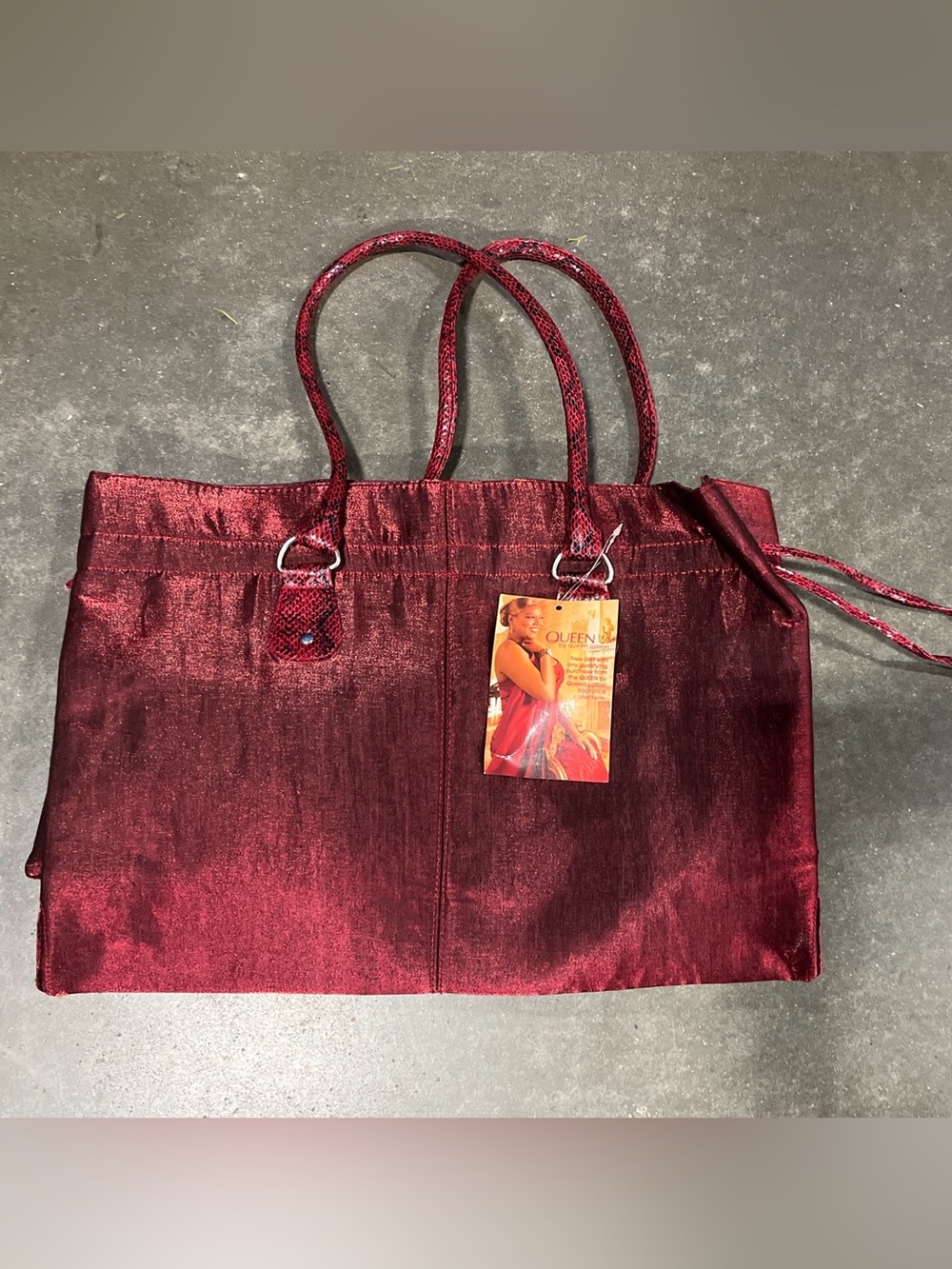 Metallic Deep Red Tote Bag for Women - Picture 2 of 9